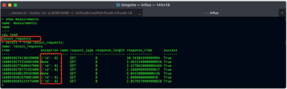 上報的數(shù)據(jù) influxDB 中查詢到：