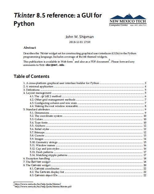 tkinter官方手冊(cè) PDF 下載 圖1